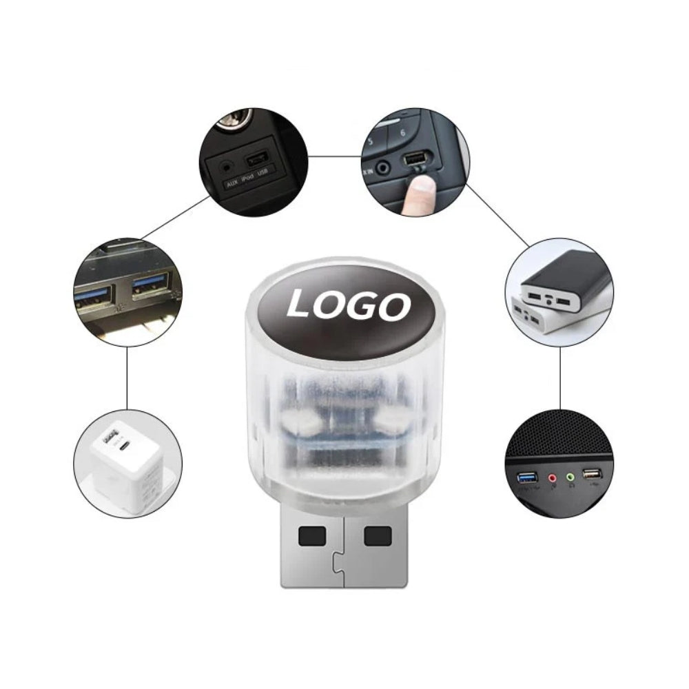 Mini luz LED USB decorativa para o interior do carro