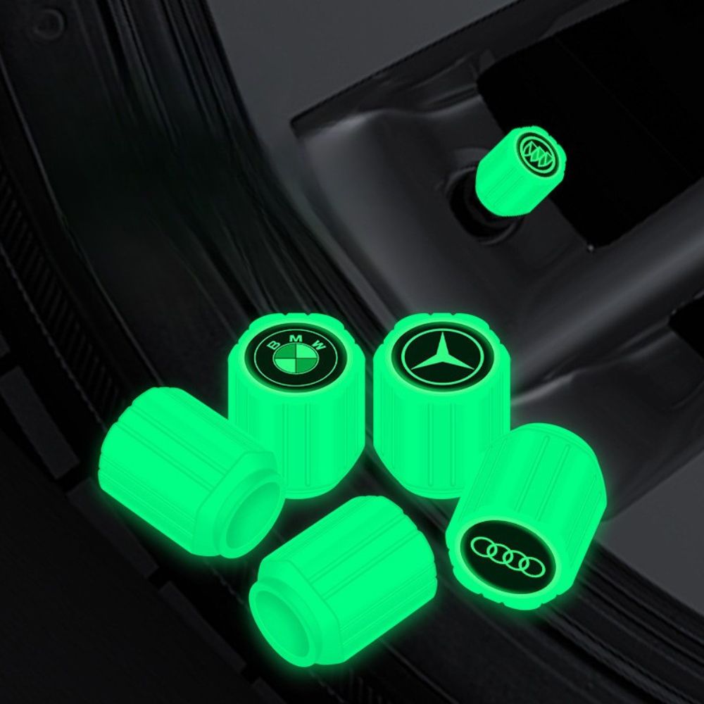 Conjunto de 4 tampas luminosas para válvulas com logótipo de automóvel (ajuste universal)